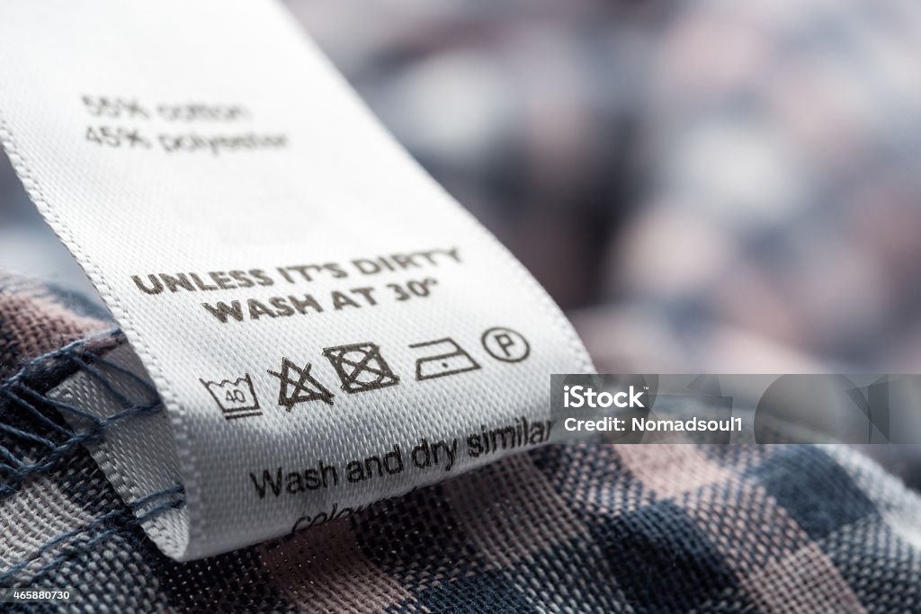 Cloth label Closeup view of label on the cloth 2015 Stock Photo