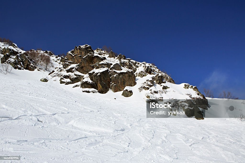 Beautiful snow-capped Caucasus Mountains Beautiful snow-capped Caucasus Mountains. Rosa Khutor Alpine Resort in Sochi. Russia. 2015 Stock Photo