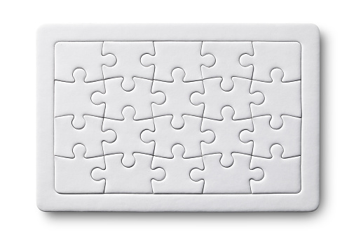 Blank jigsaw puzzle. Photo with clipping path.