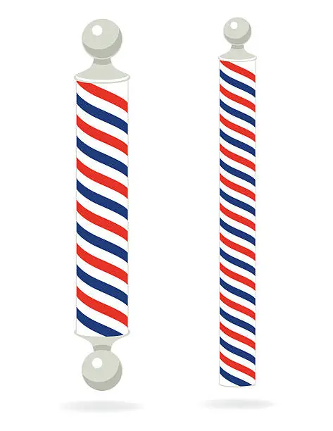 Vector illustration of Two Red,White,Blue, Barber Poles