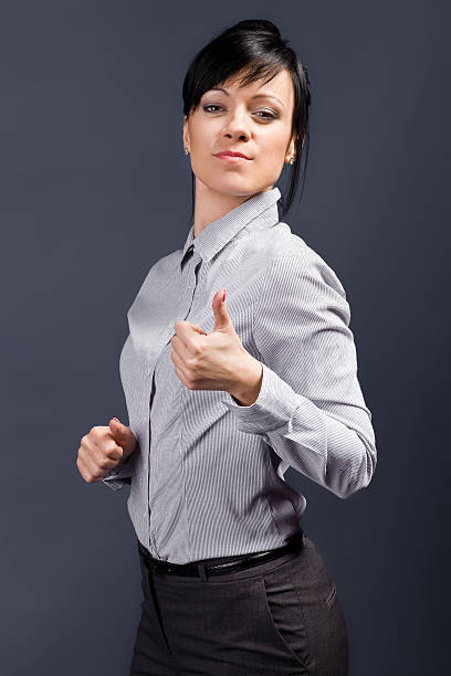 istock Lady with proud showing her thumb 465884774