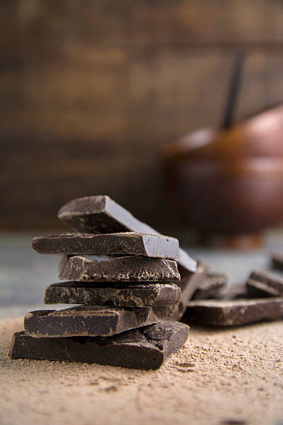 istock pieces of dark chocolate stacked on grunge background 465884808