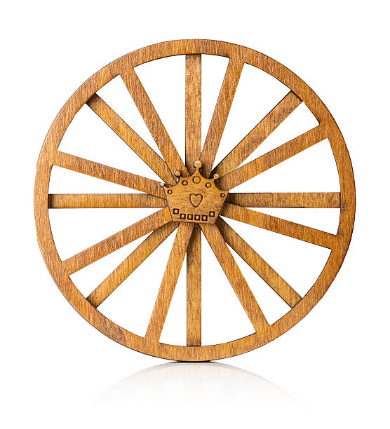 istock wooden wheel isolated on the white background 465887294