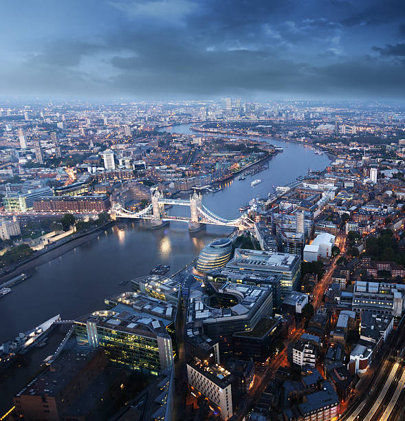 istock London aerial view with  Tower Bridge in sunset time 465887768