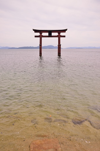 Torii floating in Lake Biwa