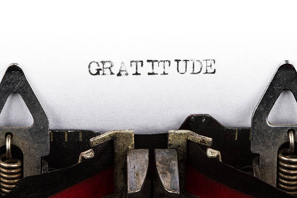 Typewriter with text gratitude stock photo