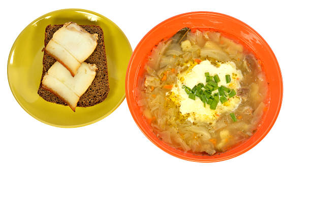 istock bowl of soup cabbage dish sandwich bread bacon 465892842