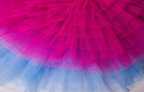 istock Layers of neon pink and blue tulle 465896303