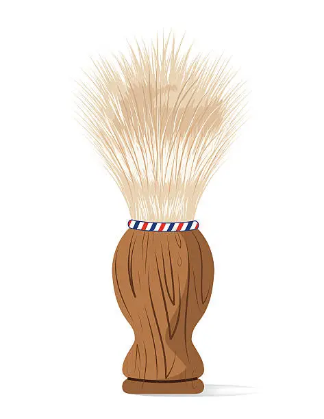 Vector illustration of Old Style Barber Shaving Cream Brush with Wooden Handle