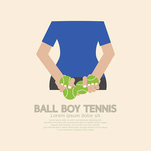 Vector illustration of Back Side Of Ball Boy Tennis
