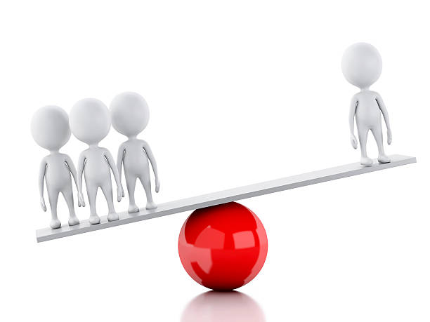 istock 3d white people on a balance. Team concept, isolated white 465911110