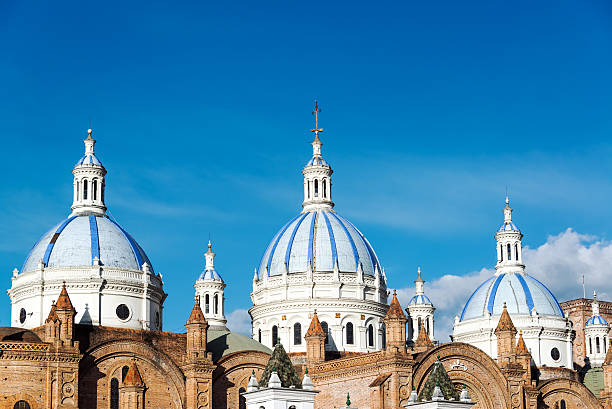 Cuenca Cathedral Domes Blue domes of the cathedral in Cuenca, Ecuador cuenca ecuador stock pictures, royalty-free photos & images