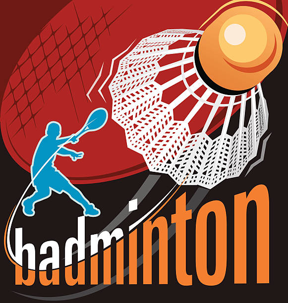 vektor poster bulu tangkis - badminton court ilustrasi stok