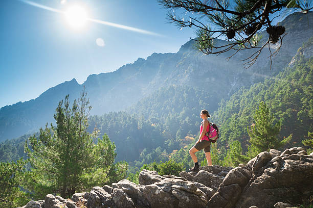 Hiking up stock photo