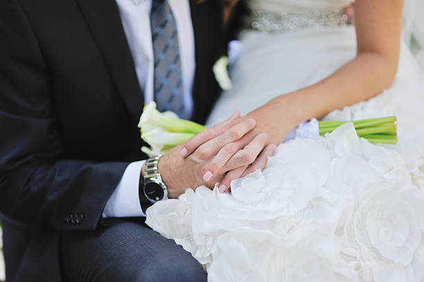istock Romantic wedding couple together. 465913442