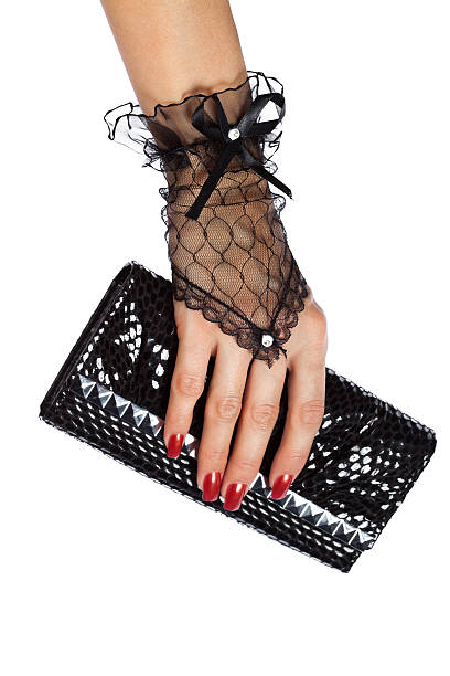 Frau hand in schwarzen Spitzen-Handschuhe – Foto