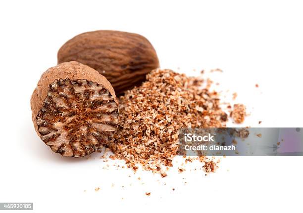 Nutmeg Isolated On White Background Stock Photo - Download Image Now - Nutmeg, White Background, Cut Out
