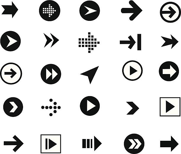 illustrazioni stock, clip art, cartoni animati e icone di tendenza di set di segno di freccia - icon set arrow sign directional sign downloading