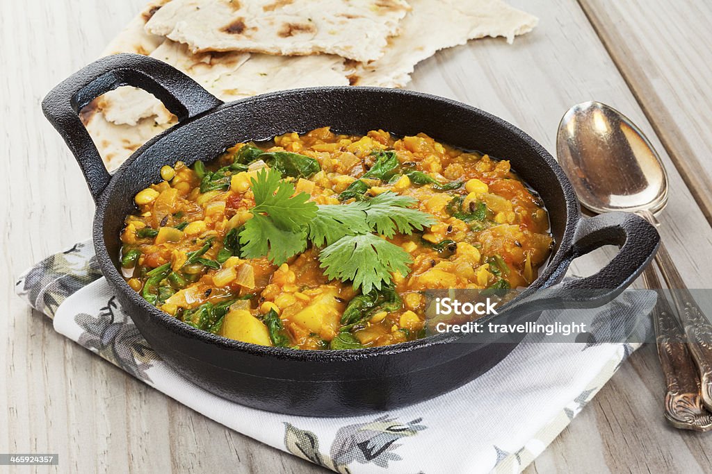 Dhal Indian dahl with spinach and potatoes. Dahl Stock Photo