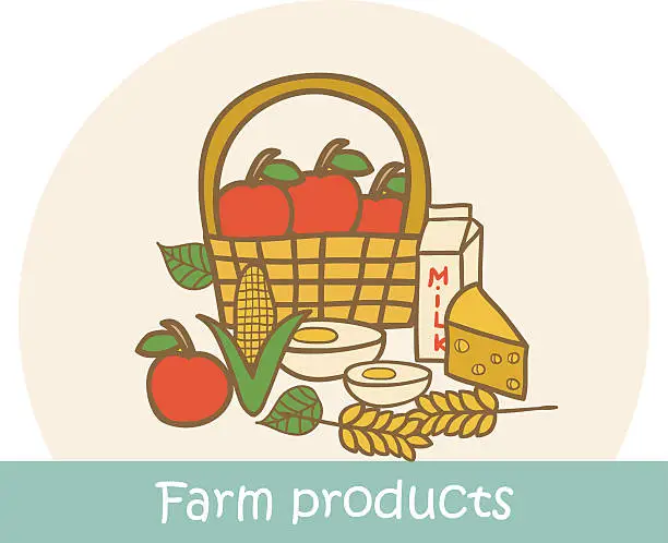 Vector illustration of Vector hand drawn illustration on farm products theme