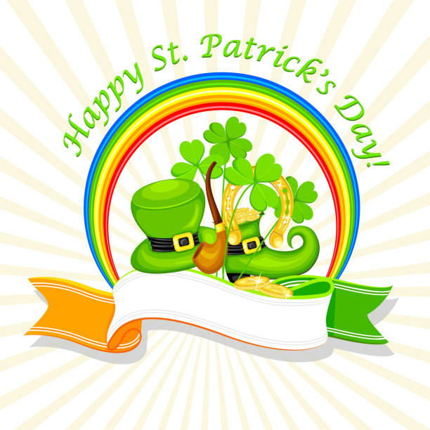 saint patrick's day - clover ribbon march northern ireland stock illustrations