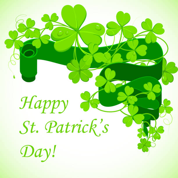 saint patrick's day - clover ribbon march northern ireland stock illustrations