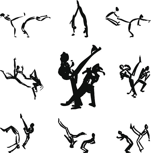 capoeira-kämpfer - capoeira brazilian culture dancing vector stock-grafiken, -clipart, -cartoons und -symbole