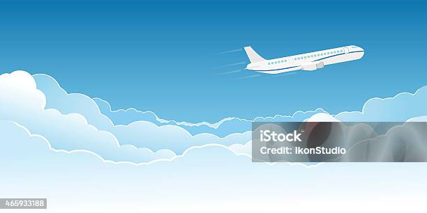 Airplane Flying Above The Clouds Stock Illustration - Download Image Now - Airplane, Cloud - Sky, Cloudscape
