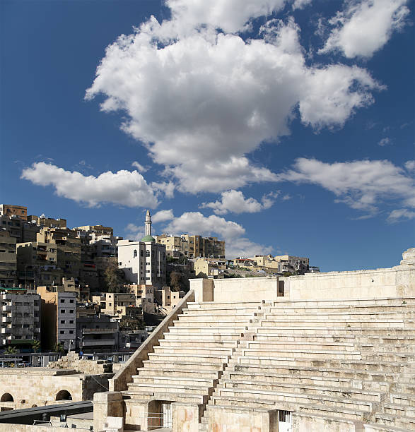 römische theater in amman, jordanien - ancient civilization audio stock-fotos und bilder