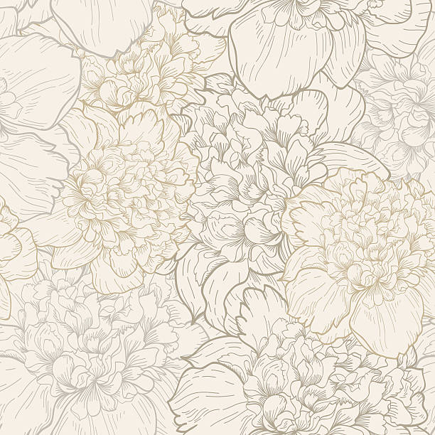 ilustrações, clipart, desenhos animados e ícones de sem costura padrão de peonies - lace floral pattern pattern old fashioned