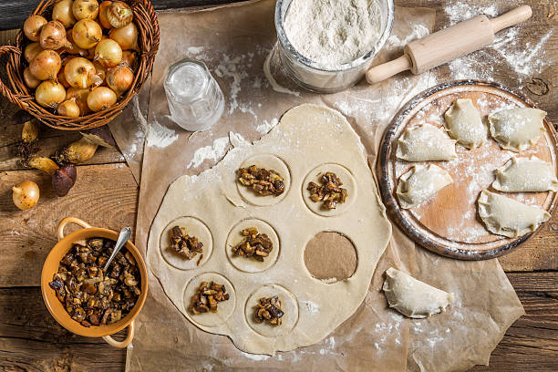 istock Ingredients for dumplings with mushrooms 465935103