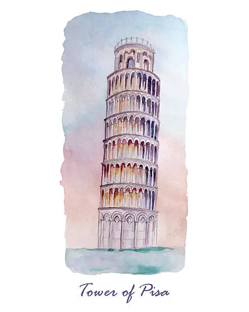 Vector illustration of Travel card with tower of Pisa