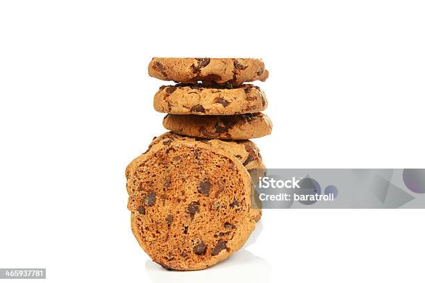 Chocolate Chip Cookies On White Background Stock Photo - Download Image Now - Afternoon Tea, Baked Pastry Item, Bakery