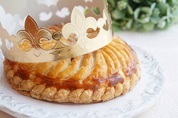 Galette des Rois,French Pie Homemade Galette des Rois,a French pie to celebrate the new year. galette stock pictures, royalty-free photos & images
