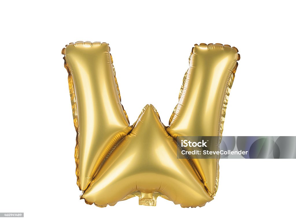 Gold balloon font upper case letter W Gold balloon font part of full set upper case letters, T Alphabet Stock Photo