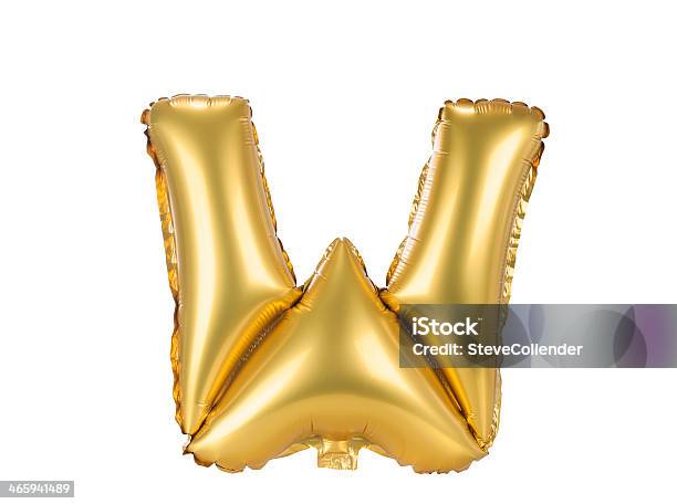 Gold Balloon Font Upper Case Letter W Stock Photo - Download Image Now - Alphabet, Art, Art And Craft