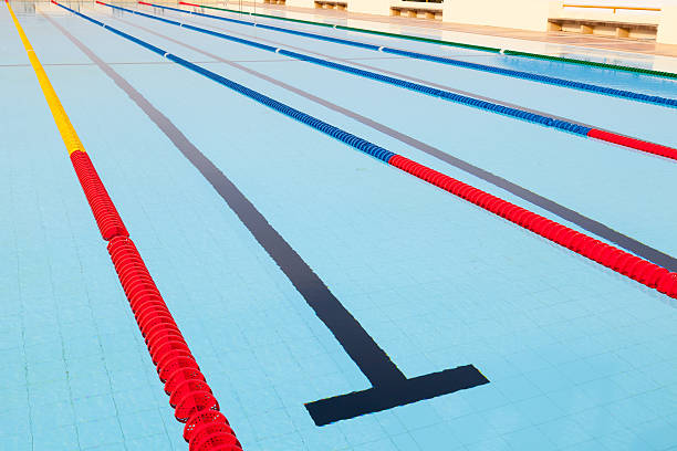 istock Outdoor Swimming Pool and clearly marked lanes 465941675