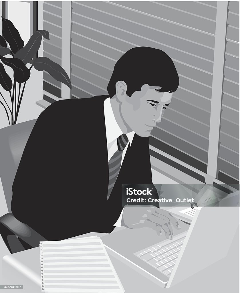 Computer Inks Man Man At Computer Stock Illustration - Download Image Now - Business ...