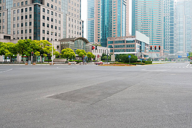 the scene of the century avenue in shanghai,China. stock photo