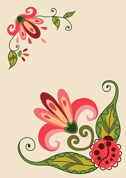 Vector illustration of Flowers on card