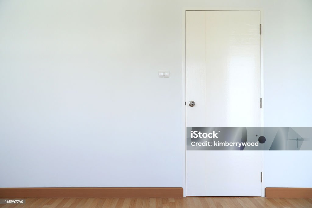 Close Closing White Door in The Room Building Exterior Stock Photo