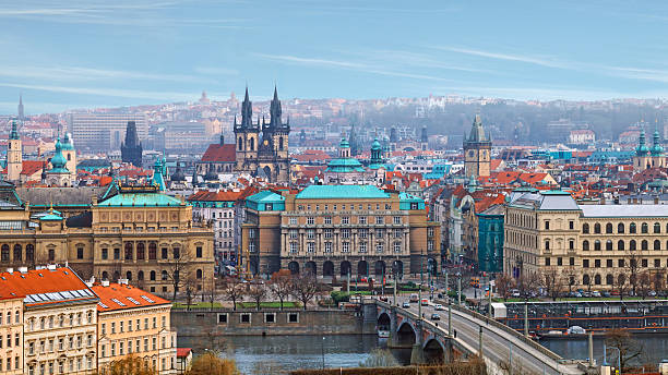 istock viewpoint panorama of Prague over the river 465947990