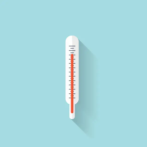 Vector illustration of Medical thermometer flat icon.  Health care