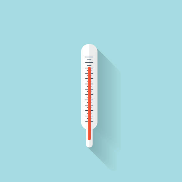 medical thermometer flat icon.  health care - 發燒 插圖 幅插畫檔、美工圖案、卡通及圖標