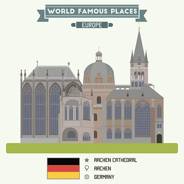 Vector illustration of Aacen Cathedral. Germany