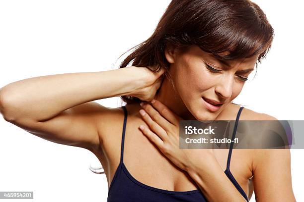 Woman With Neck Pain Stock Photo - Download Image Now - Adult, Beautiful People, Beauty