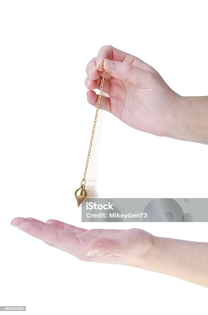 Pendulum Hands with pendulum isolated on white background. Pendulum Stock Photo