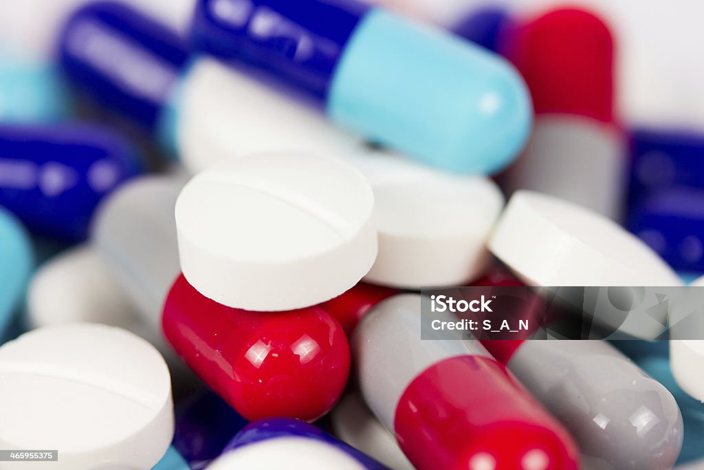 Pills Close up of pills Above Stock Photo