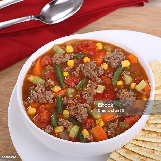 Bowl Of Vegetable Soup Stock Photo - Download Image Now - Beef, Bowl, Dinner