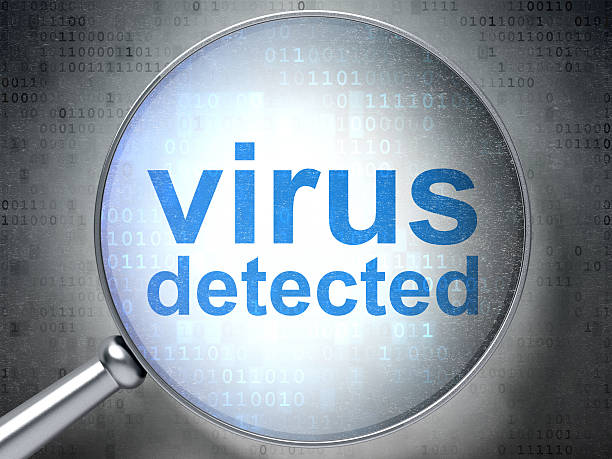 istock Protection concept: Virus Detected with optical glass 465956253